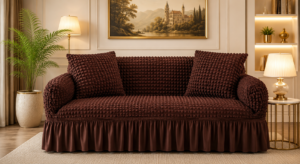 Turkish Style Bubble Sofa Cover Chocolate Brown