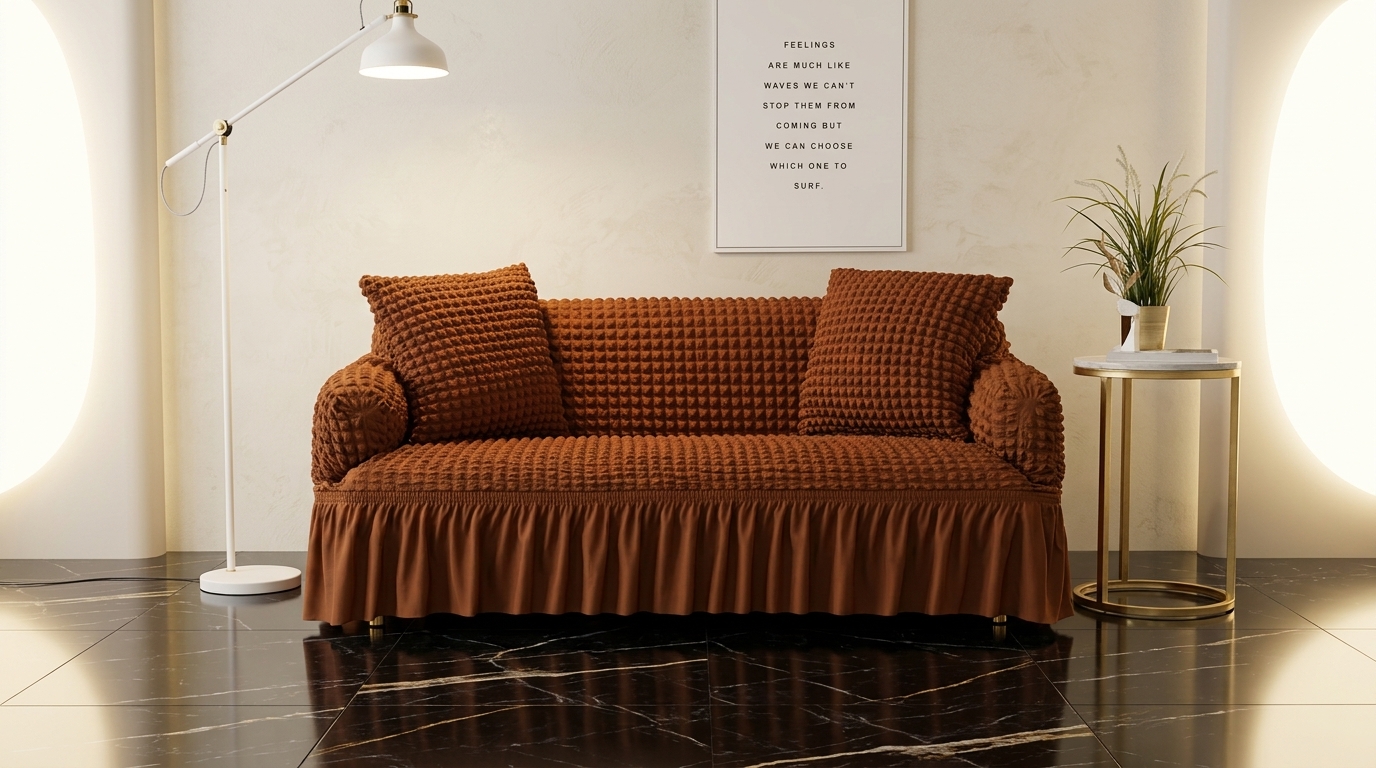 Turkish Style Bubble Sofa Cover Copper
