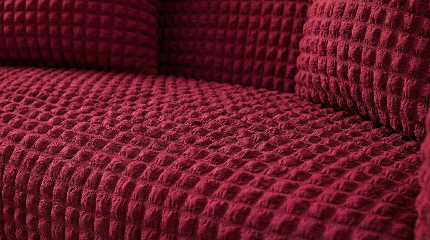 Turkish Style Bubble Sofa Cover Maroon - Image 2