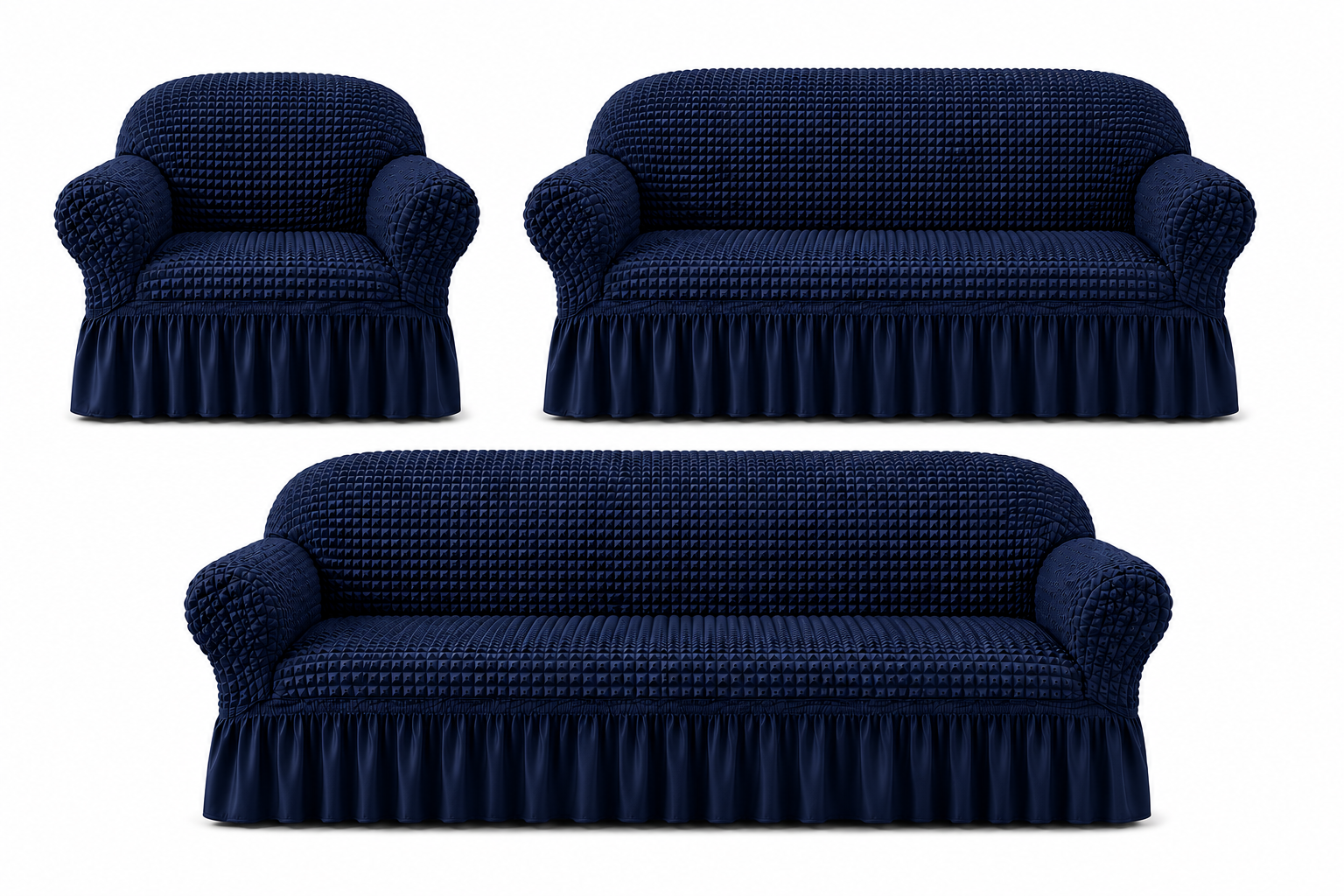 Turkish Style Bubble Sofa Cover Navy Color - Image 2