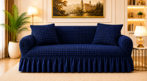 Turkish Style Bubble Sofa Cover Navy Color