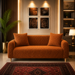 Fitted Style Bubble Stuff Sofa Cover Copper