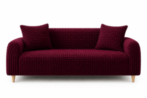 Alternative view of Fitted Style Bubble Stuff Sofa Cover Maroon