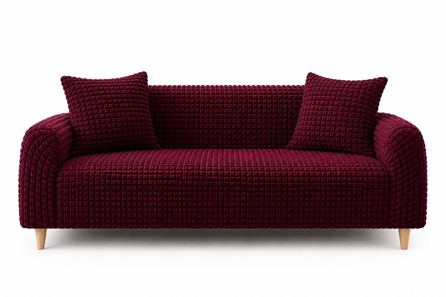 Fitted Style Bubble Stuff Sofa Cover Maroon - Image 2