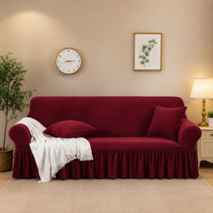 Mesh Fitted Sofa Cover – Maroon Color