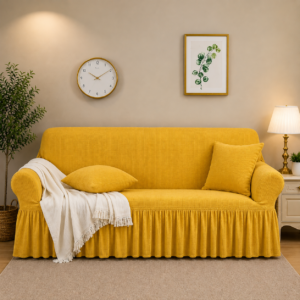 Mesh Fitted Sofa Cover – Yellow Color
