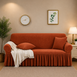 Mesh Fitted Sofa Cover – Rust Color