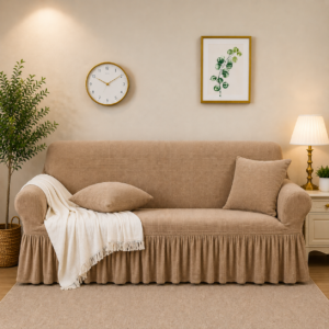 Mesh Fitted Sofa Cover – Lite Brown Color