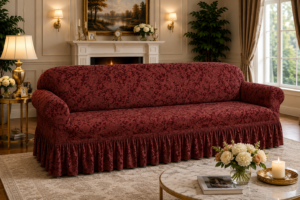Palachi Style Sofa Cover-Dark Maroon Color