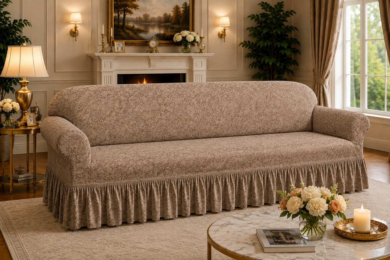Palachi Style Sofa Cover-Light Brown Color
