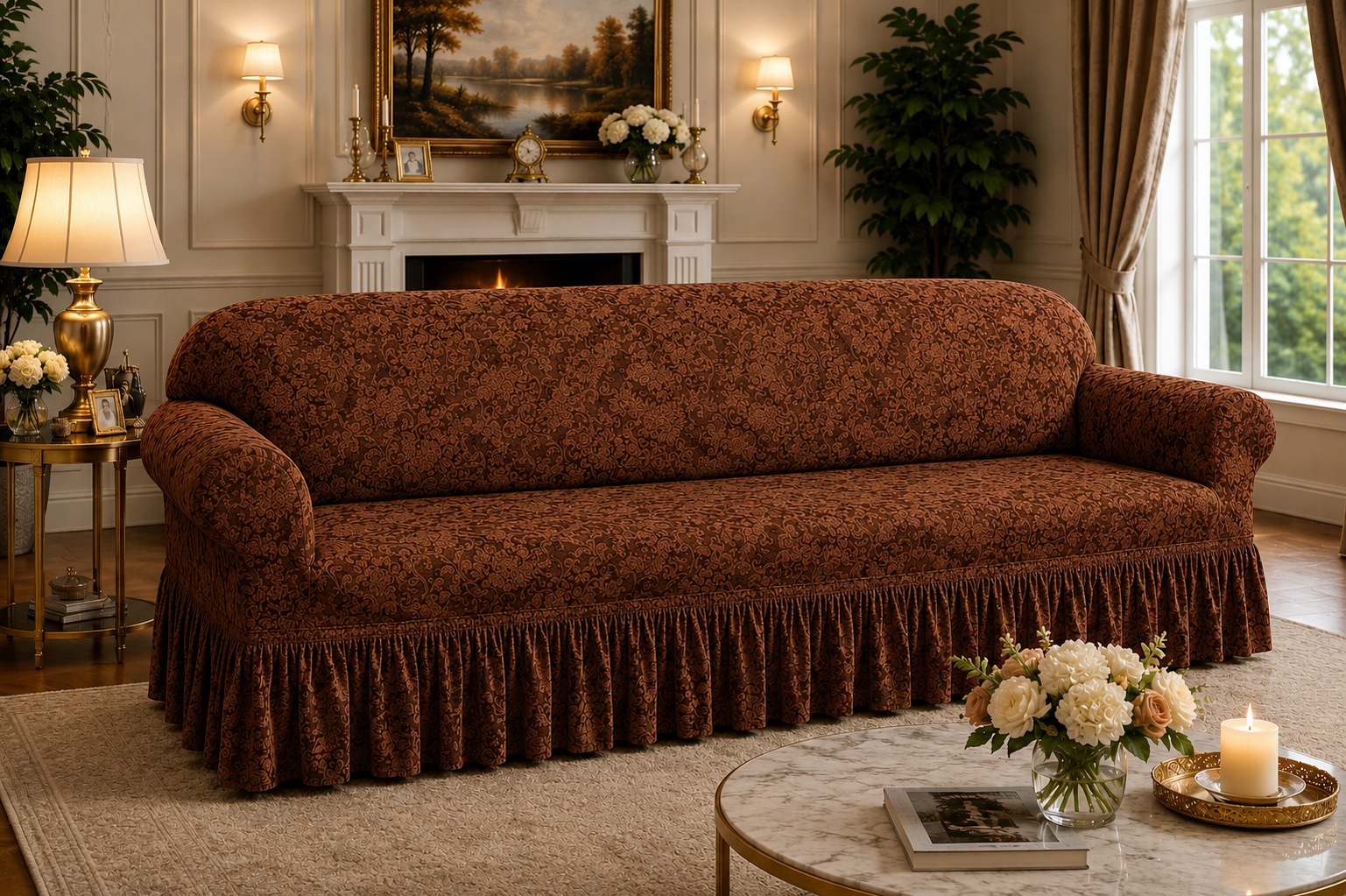 Palachi Style Sofa Cover-Dark Copper Color
