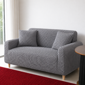 Fitted Style Bubble Stuff Sofa Cover Grey