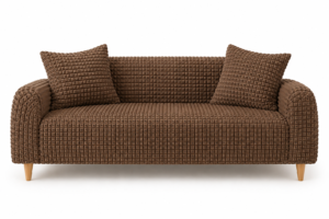 Alternative view of Fitted Style Bubble Stuff Sofa Cover Brown