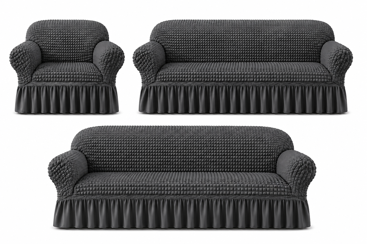 Turkish Style Bubble Sofa Cover Gray - Image 2