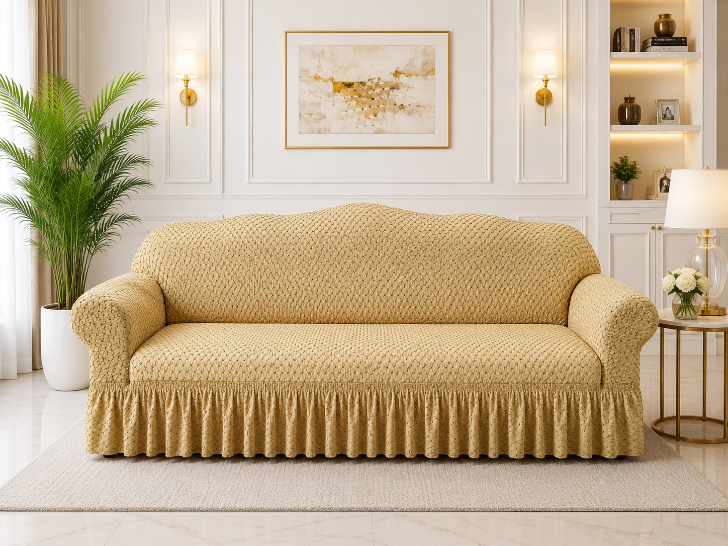 Butterfly Black Sofa Covers Light Mustard Color