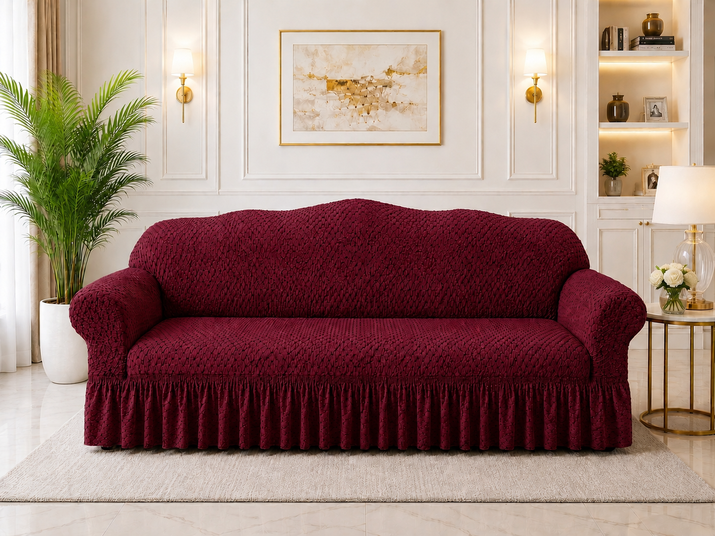 Butterfly Black Sofa Covers Maroon Color