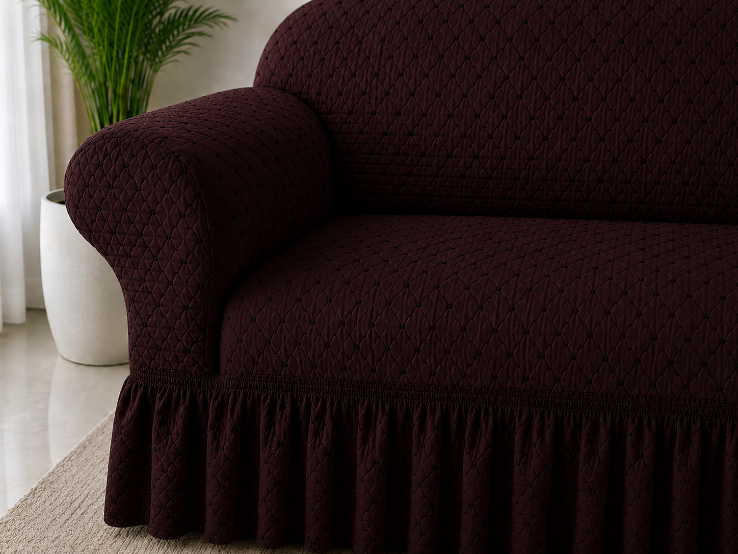 Butterfly Black Sofa Covers Dark Maroon Color - Image 2