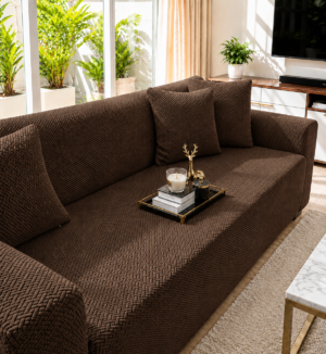 Tile Print Sofa Covers Brown Color