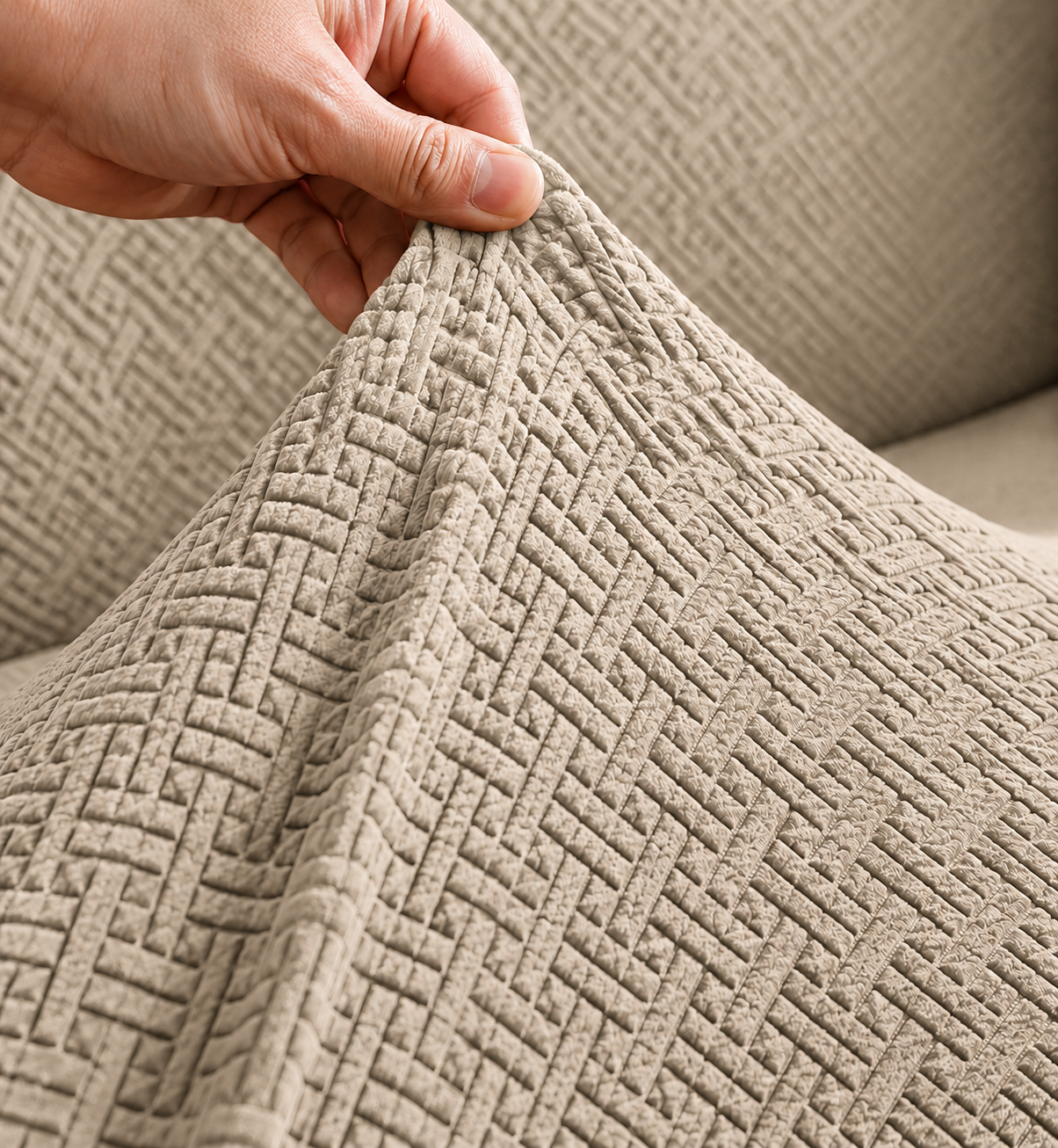 Tile Print Sofa Covers Mouse Skin Color - Image 2