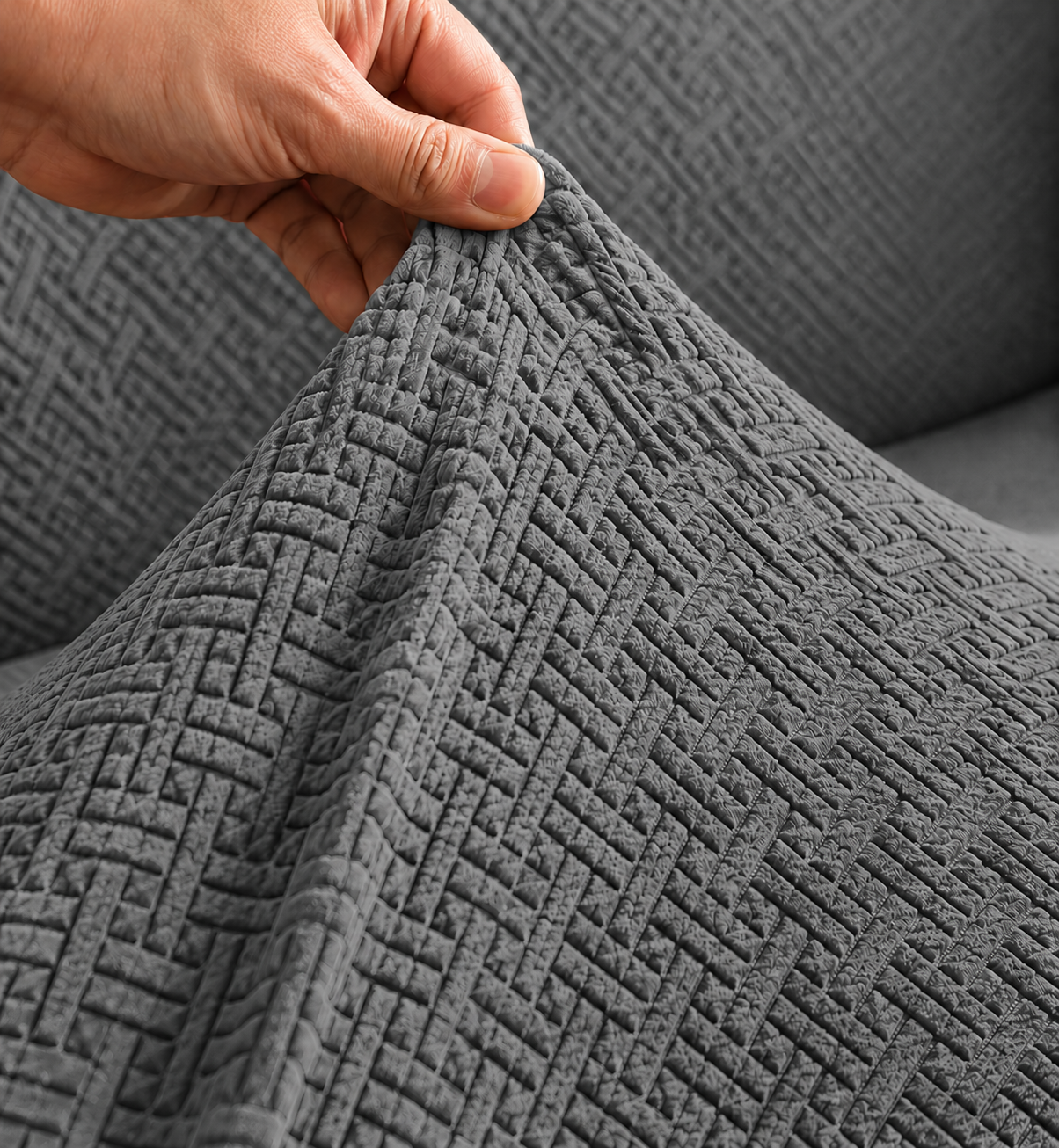 Tile Print Sofa Covers Gray Color - Image 2
