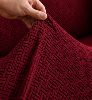 Alternative view of Tile Print Sofa Covers Maroon Color