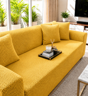 Tile Print Sofa Covers Yellow Color