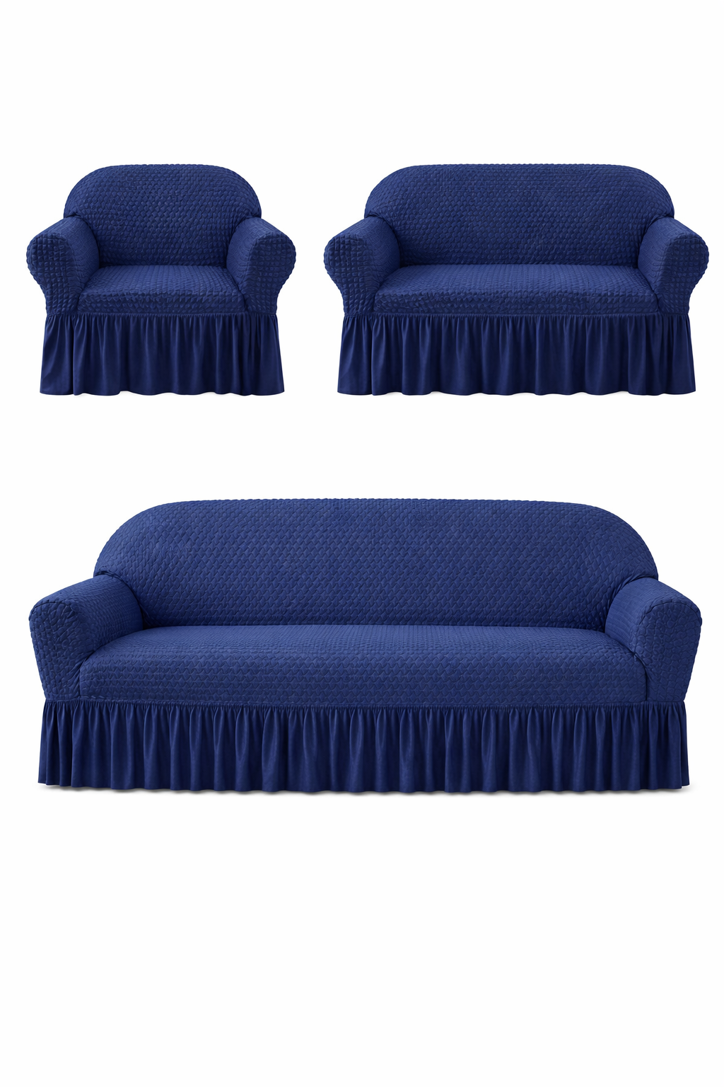Butterfly White Sofa Covers Navy Blue Color - Image 2
