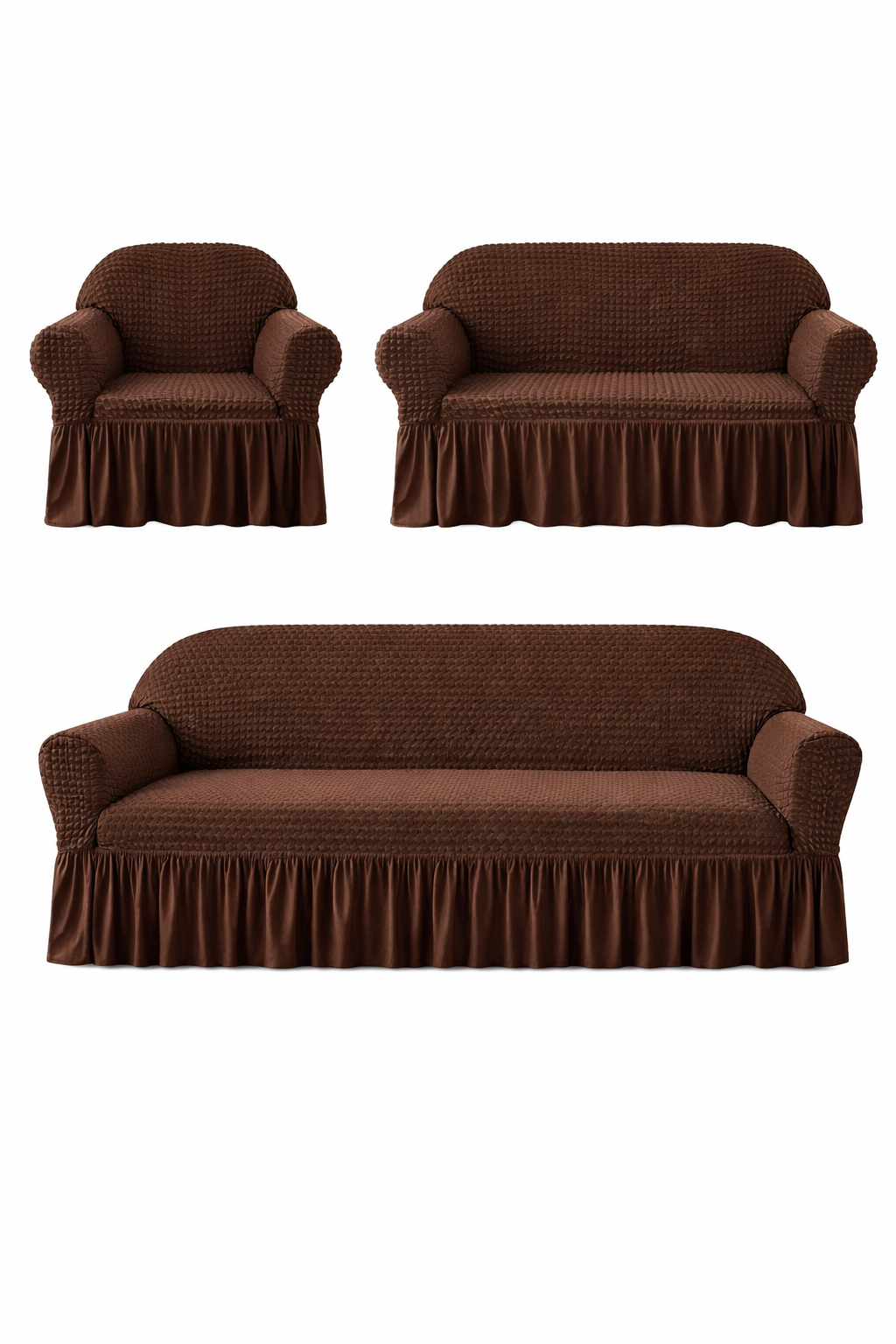 Butterfly White Sofa Covers Dark Brown Color - Image 2