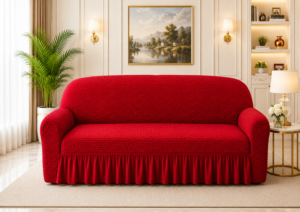 Butterfly White Sofa Covers Maroon Color