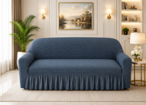 Butterfly White Sofa Covers Turkish Blue Color