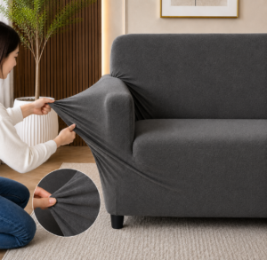 Alternative view of China Jersey Fitted Sofa Covers Dark Grey Color