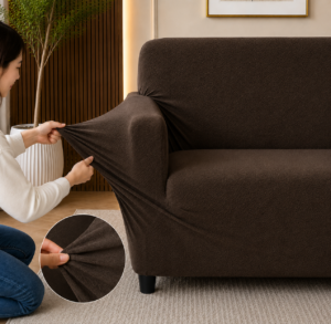 Alternative view of China Jersey Fitted Sofa Covers Dark Brown Color