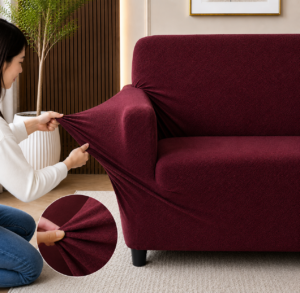 Alternative view of China Jersey Fitted Sofa Covers Maroon Color