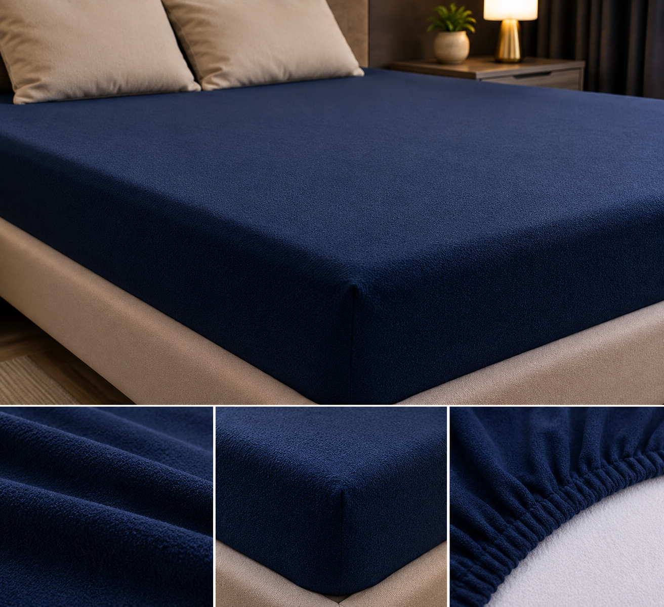 Terry Mattress Cover Navy Blue Color