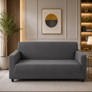 China Jersey Fitted Sofa Covers Dark Grey Color