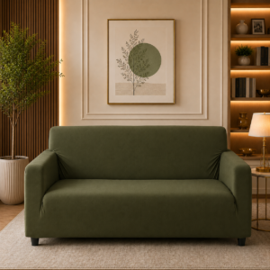 China Jersey Fitted Sofa Covers Green Color