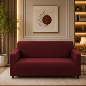 China Jersey Fitted Sofa Covers Maroon Color