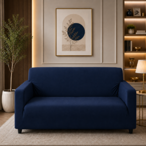 China Jersey Fitted Sofa Covers Navy Blue Color