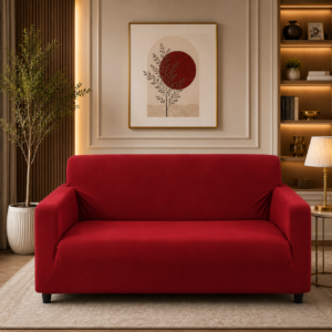 China Jersey Fitted Sofa Covers Red Color